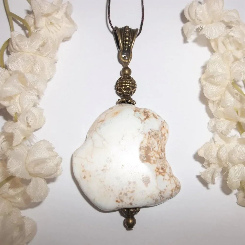 Beaded Statement Necklace Long or Short Choker Adjustable Length Cream Boho 7084